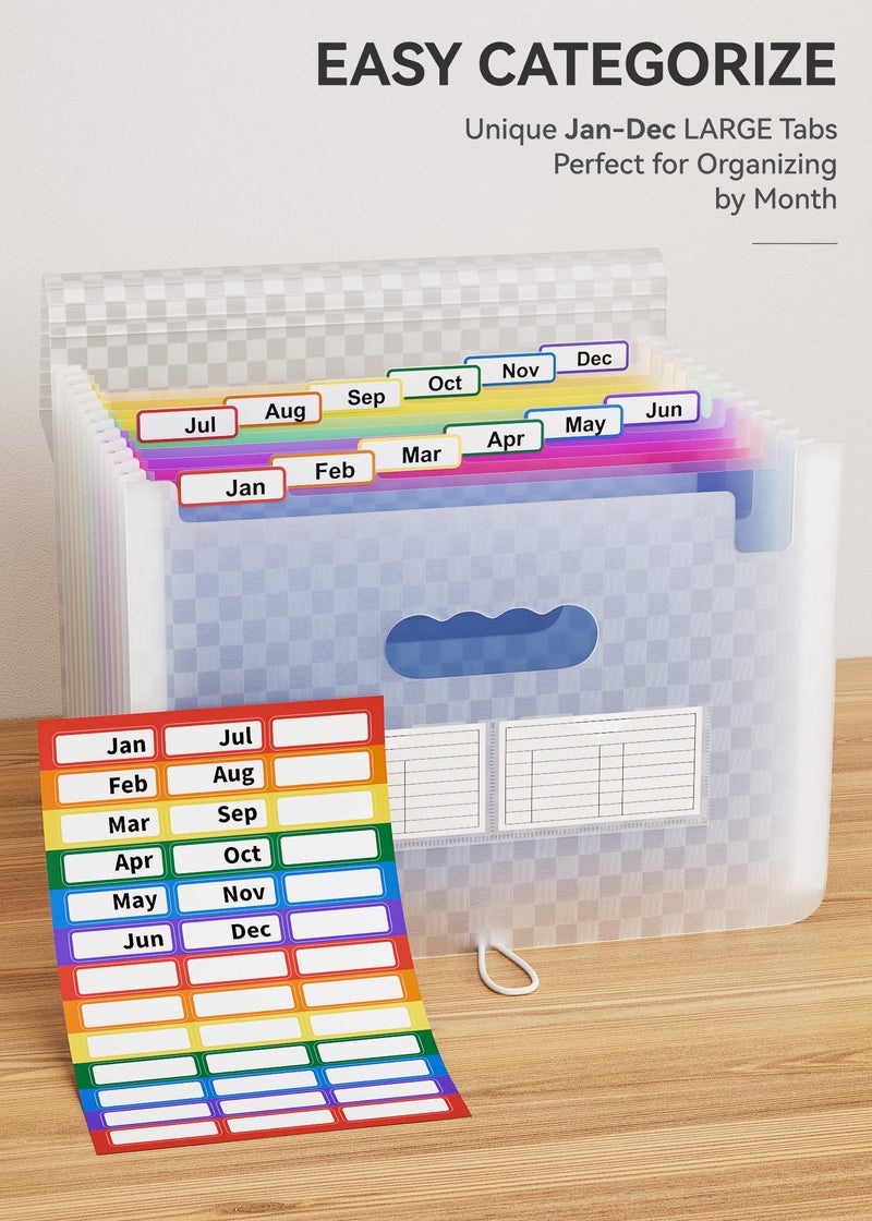 ABC life 12-Pocket Accordion File Organizer, Expandable File Folder with Colorful A-Z Tabs, Portable Bill & Receipt Organizer, Desktop Letter/A4 Document Storage for Home & Office-Blue - Image 4
