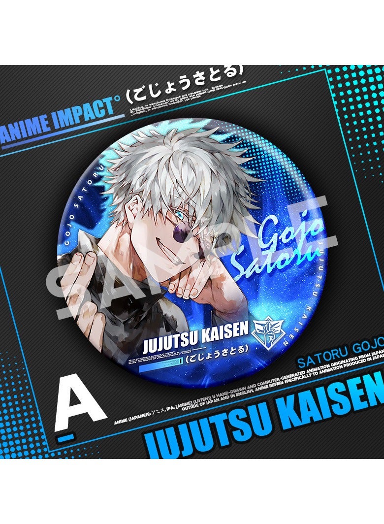Anime Jujutsu Kaisen Satoru Gojo Round Pin Cosplay Badge Accessories For Clothes Backpack Decoration Gift - Image 1