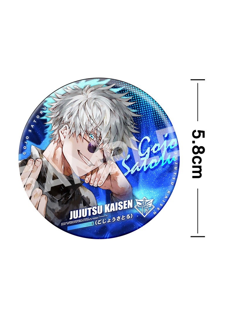 Anime Jujutsu Kaisen Satoru Gojo Round Pin Cosplay Badge Accessories For Clothes Backpack Decoration Gift - Image 2