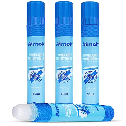 Aimoh Envelope Moistener with Adhesive, Fast-Drying, Envelope Sealer, Stamp and Letter Glue licker, Ideal for envelopes, Stamps, Letters - 4 Pack (13454) - Image 1