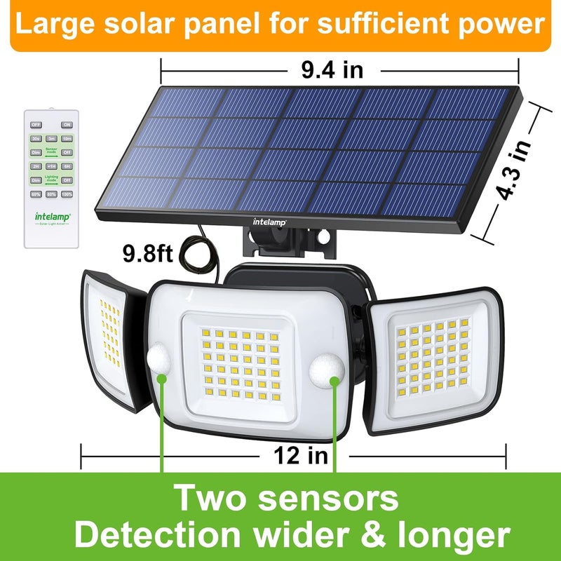 Solar Lights Outdoor with 9.8ft Cable | Solar Security Lights with Remote Waterproof Flood Light for Wall, Garden, Yard, Fence, Garage - Image 4