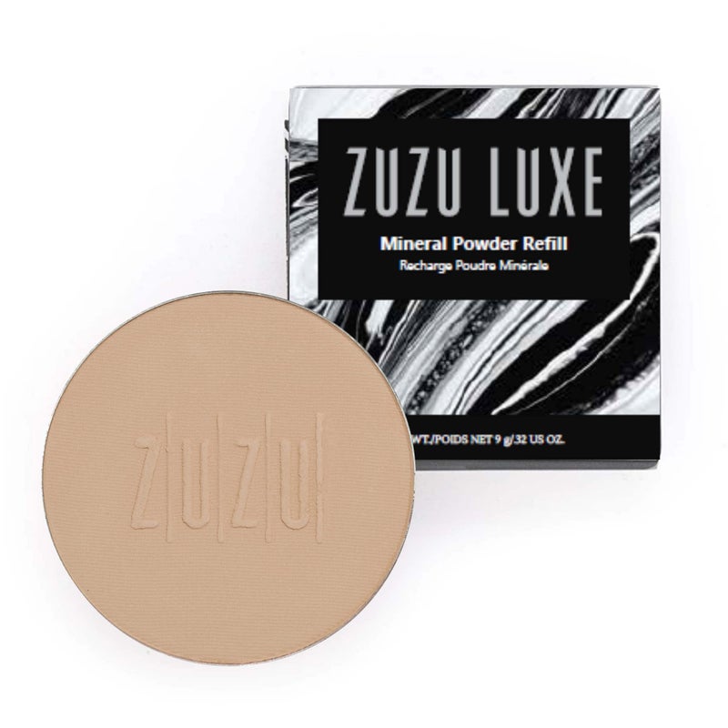 ZUZU LUXE Mineral Powder Dual Powder Foundation medium to full coverage natural finish Natural Paraben Free Vegan Glutenfree Crueltyfree Non GMO 32 oz Refill D17