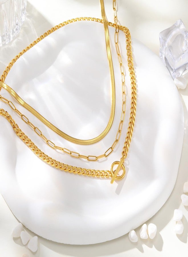 ام بيرينبو قلادات MPRAINBOW الذهبية متعددة الطبقات للنساء - سلاسل مطلية بالذهب عيار 18 قيراطًا، قلادة سلسلة كوبية قابلة للتكديس، مجوهرات عصرية مضادة للحساسية، هدية مثالية لها في أعياد الميلاد وحفلات الزفاف وحفلات التخرج - Image 4