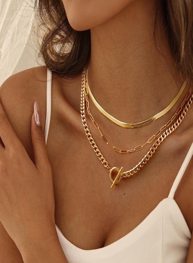 ام بيرينبو قلادات MPRAINBOW الذهبية متعددة الطبقات للنساء - سلاسل مطلية بالذهب عيار 18 قيراطًا، قلادة سلسلة كوبية قابلة للتكديس، مجوهرات عصرية مضادة للحساسية، هدية مثالية لها في أعياد الميلاد وحفلات الزفاف وحفلات التخرج - Image 2