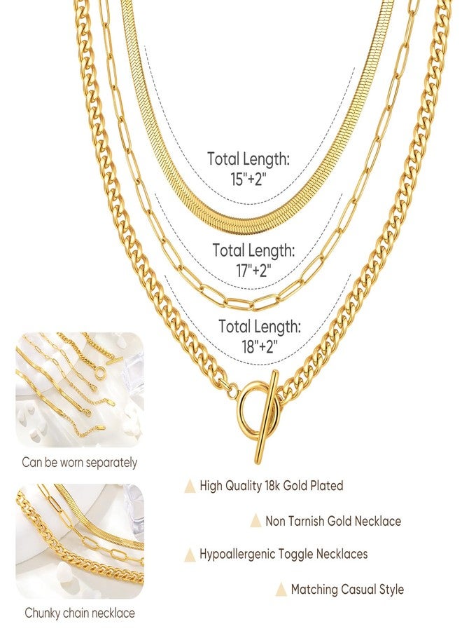 ام بيرينبو قلادات MPRAINBOW الذهبية متعددة الطبقات للنساء - سلاسل مطلية بالذهب عيار 18 قيراطًا، قلادة سلسلة كوبية قابلة للتكديس، مجوهرات عصرية مضادة للحساسية، هدية مثالية لها في أعياد الميلاد وحفلات الزفاف وحفلات التخرج - Image 5