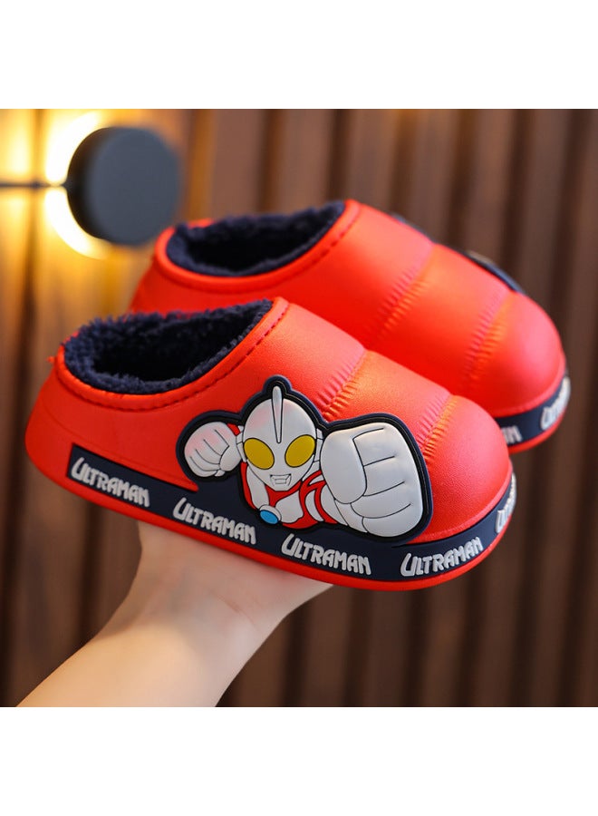 ULTRAMAN Winter Children's Booties With Heel, Boys And Girls Waterproof Outdoor Wear, Small To Large Kids Warm Baby Cotton Slippers - Image 1