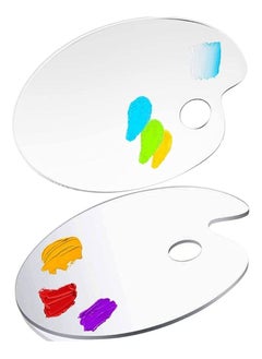 amiazi Acrylic Paint Palettes Oval Shaped Non stick Oil and water Transparent Clear Acrylic Artist Paint Plate with thumb hole Washable and Reusable paint palette kids drawing tools 2 shapes  - Image 1