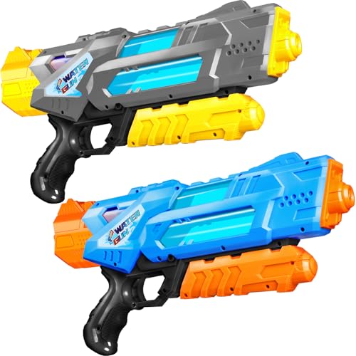 Quanquer Super Water Guns for Adults 1200cc 2 Pack Super Guns Water Soaker Blaster Squirt Toy with Excellent Range Gift Toys for Outdoor Swimming Pool Fighting Play Blue Grey - Image 1