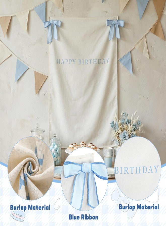 Moukeren Happy Birthday Burlap Banner 39 x 29 Inches Fabric Party Decorations Backdrop Boho Rustic Birthday Sign for Baby Shower Party Burlap Banner - Image 3