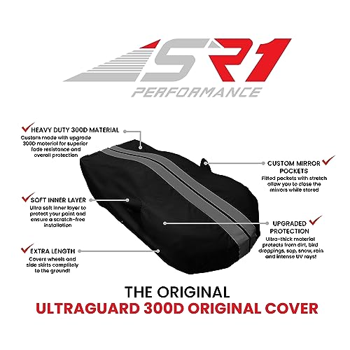 SR1 Performance Dodge Charger Indoor/Outdoor Car Cover Ultraguard Plus 300 Denier UV Protection Water Resistant - Custom Fit for Dodge 2005-2023 SRT Hellcat, GT, R/T, SXT, Scat Pack (Red/Black) - Image 3
