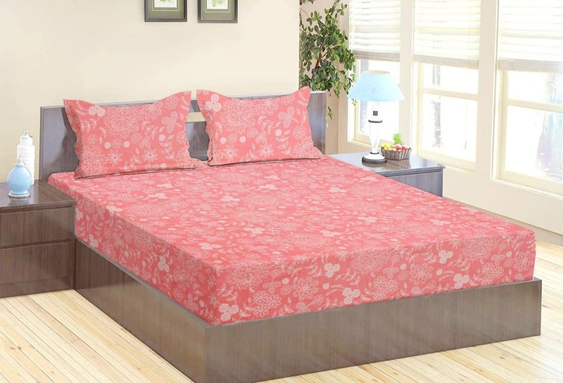 BSB HOME Barbie Edition Designer Printed 150 GSM Microfiber Double Bedsheet with 2 Regular Size Pillow Covers(215 x 210 cm or 7ft X 7ft, Flower Pink) - Image 1