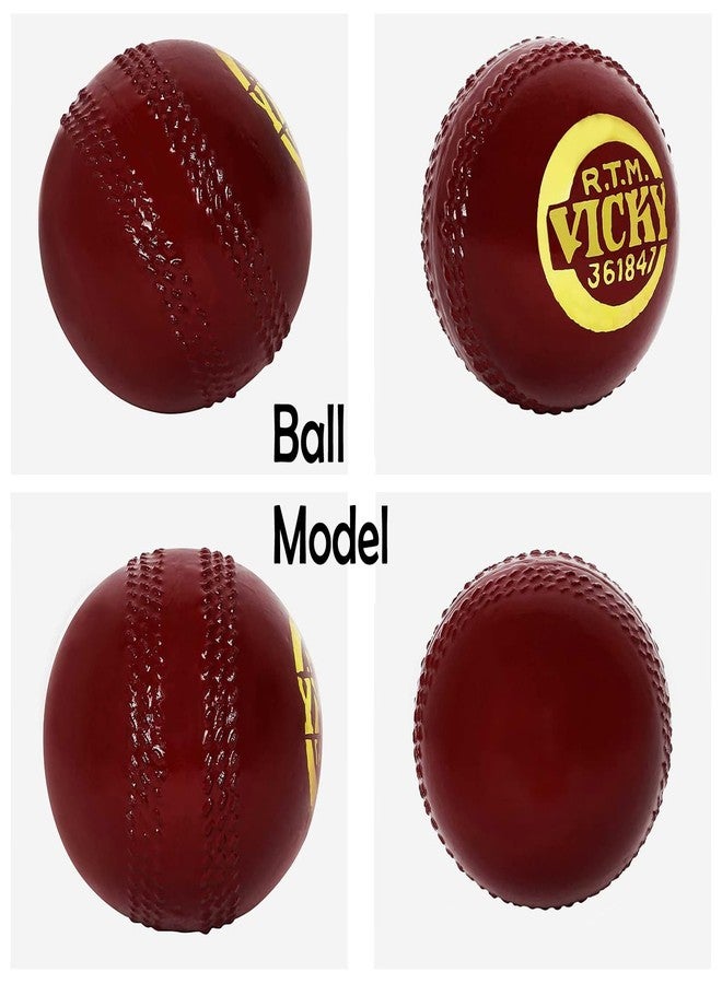 Vicky Leather Cricket Cork Ball Ideal for Intermediate & Recreational Level (Maroon, Pack of 2) - Image 4