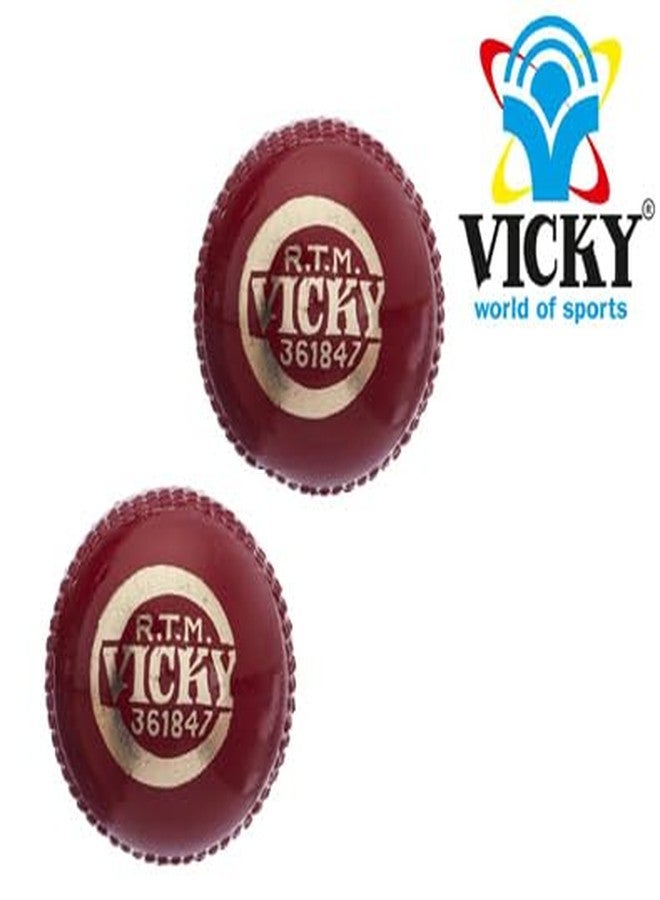 Vicky Leather Cricket Cork Ball Ideal for Intermediate & Recreational Level (Maroon, Pack of 2) - Image 3