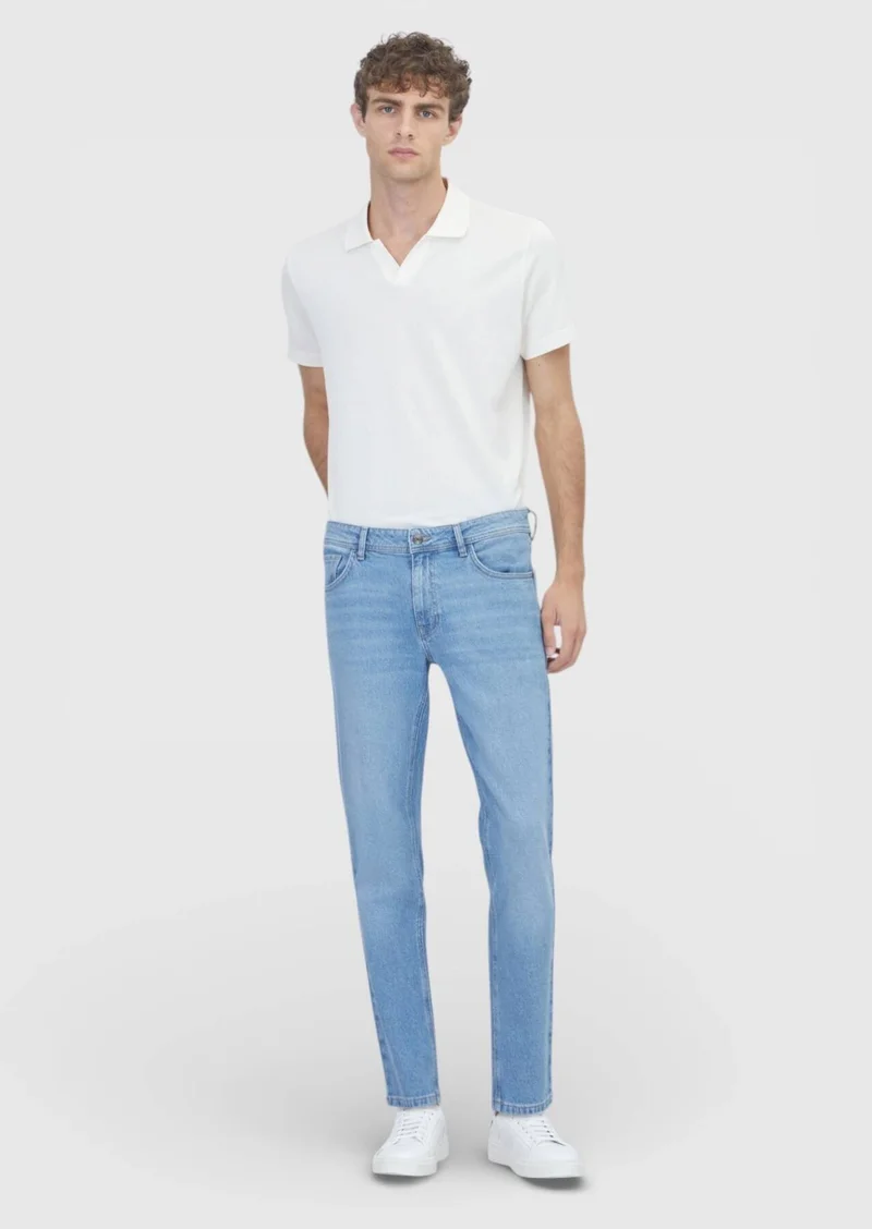 RAMSEY Ecru Ribbed 100% Cotton T-Shirt