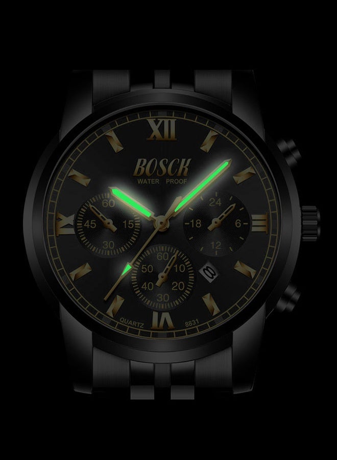 بوسك ساعات رجالية أنالوج ساعة رجالية 41 مم وجه كبير سهل القراءة ساعة عمل من الفولاذ المقاوم للصدأ مضيئة كلاسيكية فاخرة مقاومة للماء حتى 30 مترًا ساعات يد رجالية - Image 4