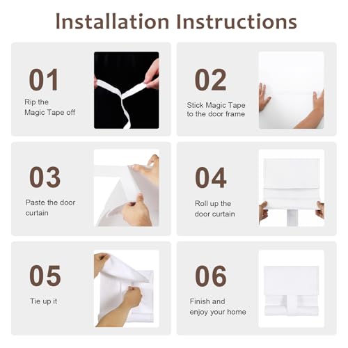 WdFour Blackout Classroom Door Curtain -Bleach White Room Darkening Window Shade for Front Door & Sidelights, 8W x 36L Inches Tie-Up Panel, Light Blocking Cover for Glass Doors - Image 2