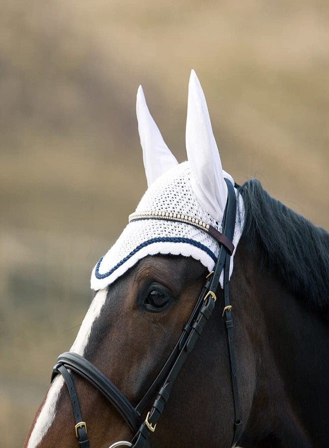 HORZE River Ear Net - White/Peacoat Dark Blue - Horse - Image 4