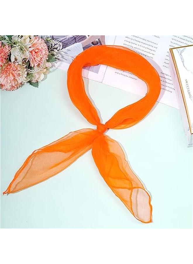 Arabest 9 Pcs Chiffon Scarf, 27.6 Inch Square Solid Color Bandana Handkerchief Ribbon Scarves for Women Girls - Image 5
