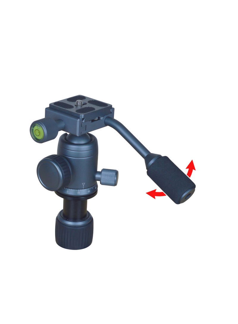 Coopic T10 Heavy Duty Aluminum Camera Mount Portable Tripod Stand with Mobile Holder Non Skid Feet and Pan Bar Included Compatible with iPhone, Android Phone, DSLR for YouTube Video  - Image 2