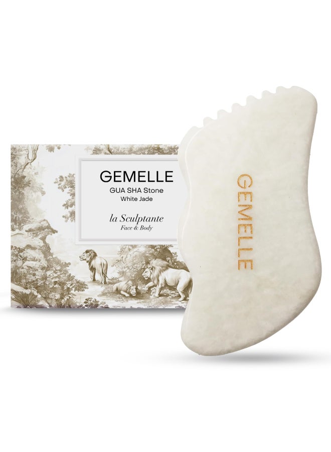 GEMELLE White Jade Gua Sha Tool 10x Award Winner Pure Jade Gua Sha Stone Face Sculpting Tool Gua Sha Facial Tools Lymphatic Massage Body Gua Sha Tool Guasha Tool for Face Gifts for Women - Image 2