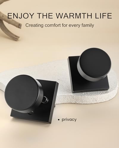 Haidms Matte Black Door Knobs Interior Privacy, Heavy Duty Square Black Interior Door Knobs for Bedroom, Zinc Alloy Privacy Door Knob Bathroom (6 Pack) - Image 3