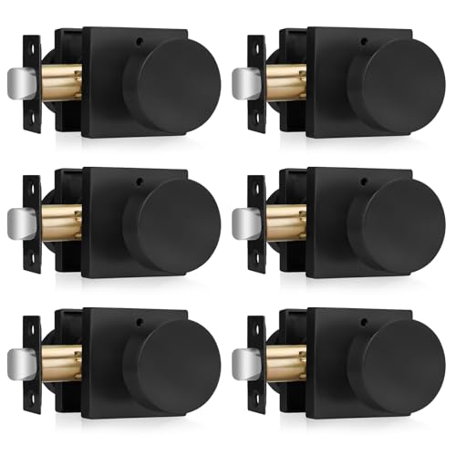 Haidms Matte Black Door Knobs Interior Privacy, Heavy Duty Square Black Interior Door Knobs for Bedroom, Zinc Alloy Privacy Door Knob Bathroom (6 Pack) - Image 1