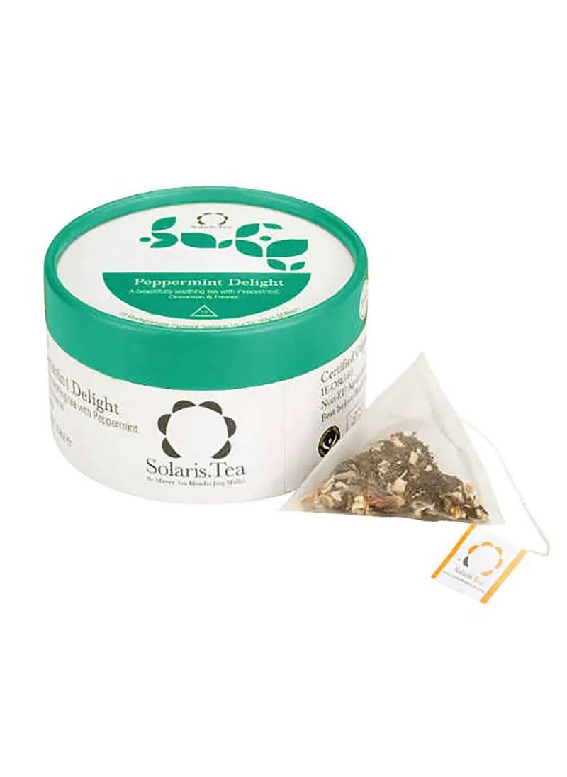 Solaris.Tea - Peppermint Delight Tea, Organic Whole Leaf Biodegradable Pyramid Teabags x 15 - Image 1