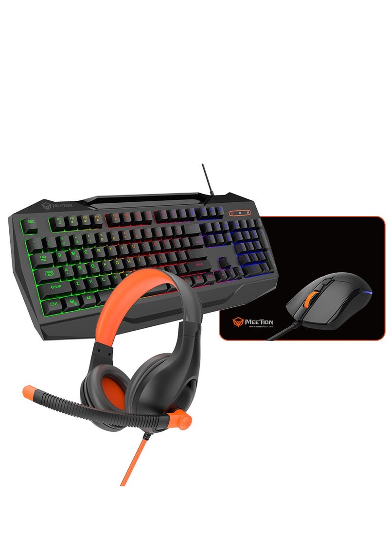 Meetion - 4 IN 1 PC Gaming Kits C490, Headset/Keyboard/Gaming Mouse/Mouse Pad - Image 1