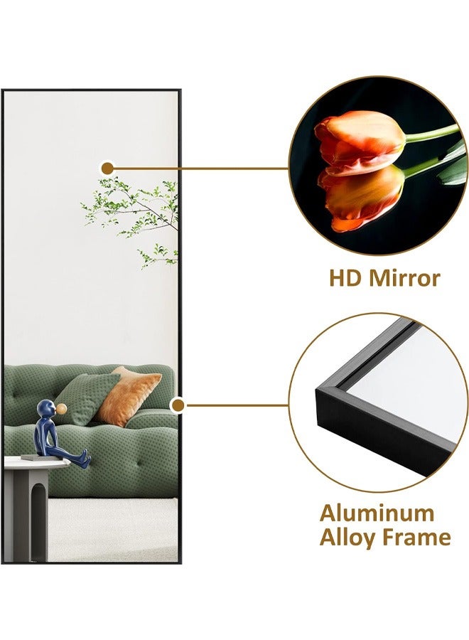 Large mirror with elegant design 155x45cm- Full length mirror with Black metal frame and back stand - Its wonderful design is suitable for living rooms, dressing rooms and bedrooms