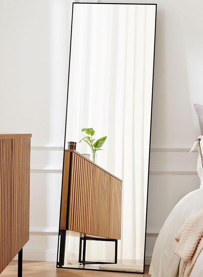 Large mirror with elegant design 155x45cm- Full length mirror with Black metal frame and back stand - Its wonderful design is suitable for living rooms, dressing rooms and bedrooms