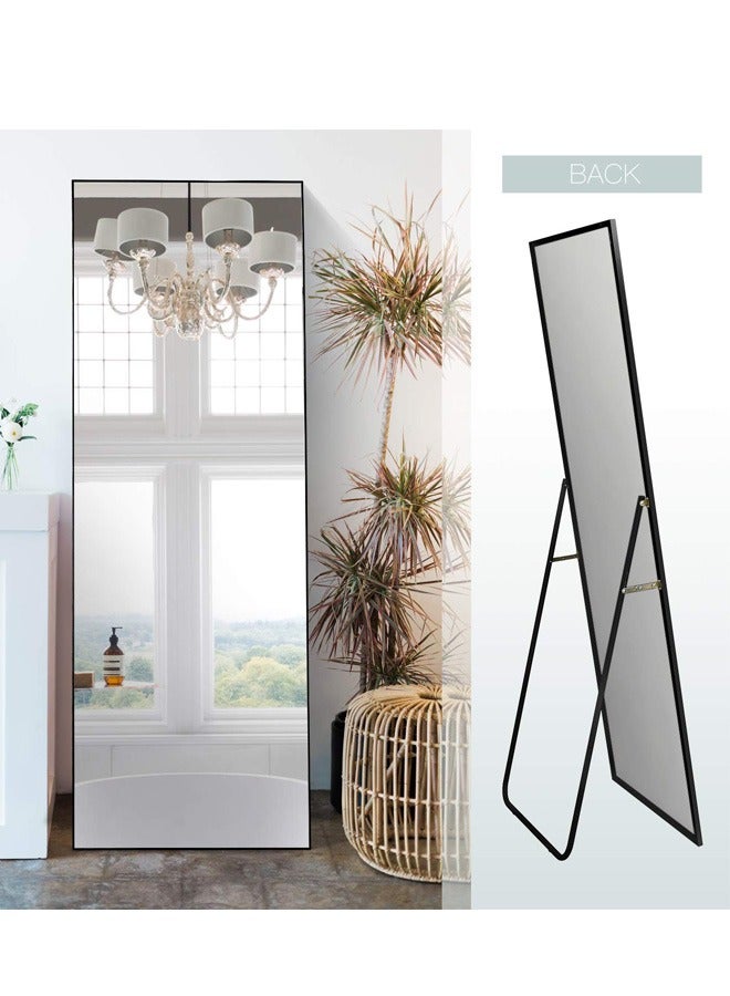 Large mirror with elegant design 155x45cm- Full length mirror with Black metal frame and back stand - Its wonderful design is suitable for living rooms, dressing rooms and bedrooms