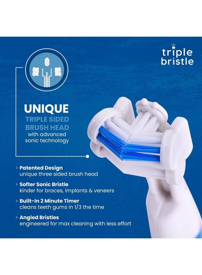 Triple Bristle Riple Bristle Go ; Threesided Sonic Toothbrush ; Soft Nylon Bristles ; Great For Autistic & Special Needs ; Adults And Kids Travel Toothbrush  - Image 3