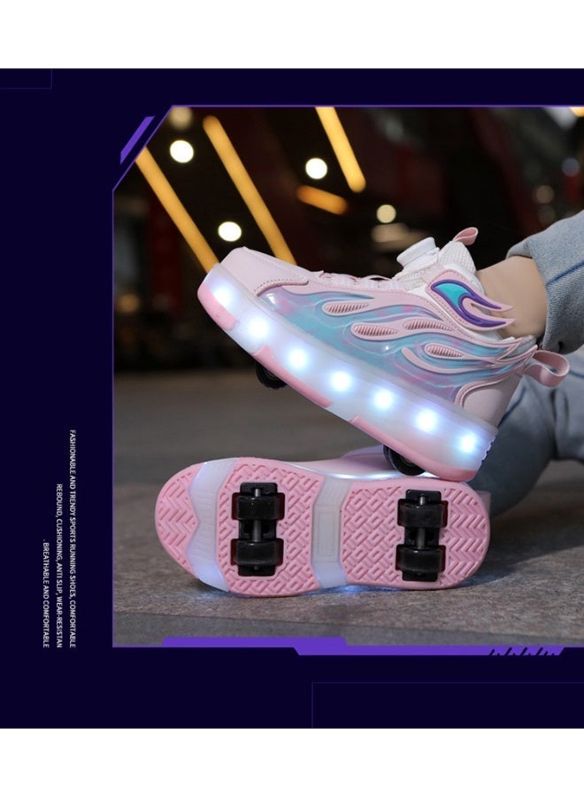 TNGames Pink Flame 4-Wheel LED Light-Up Convertible Roller Skates for Girls - Double-Wheel Stability Design, Perfect Birthday Gift for Kids Size 32 - Image 5