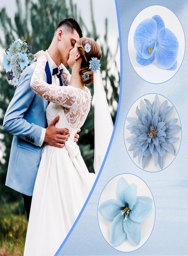 LACGO 48 PCS Fake Flower Heads - Blue - Image 3
