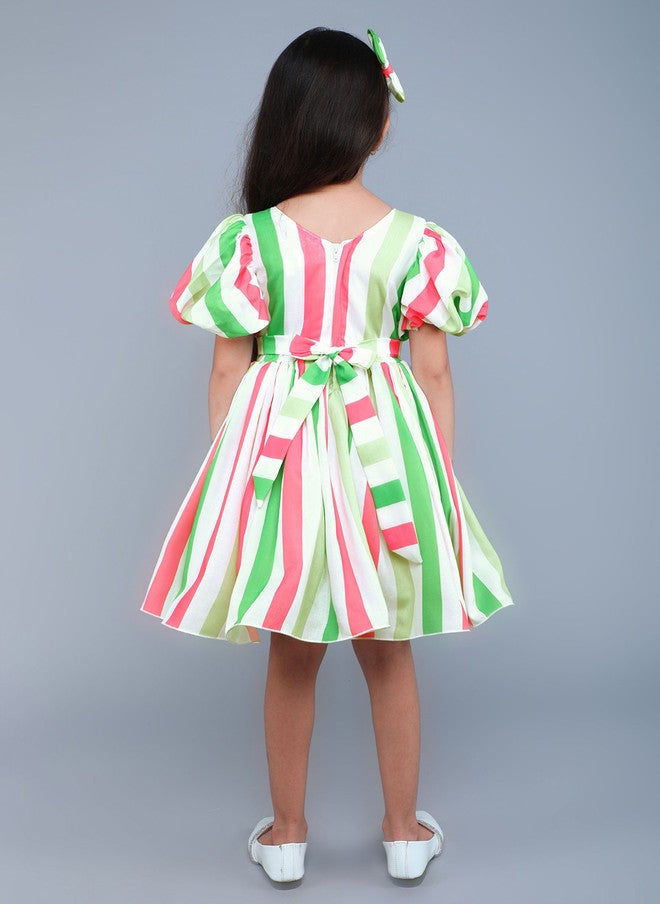 PinkChick Candy Striped Fit & Flare Dress for Girls - Image 5