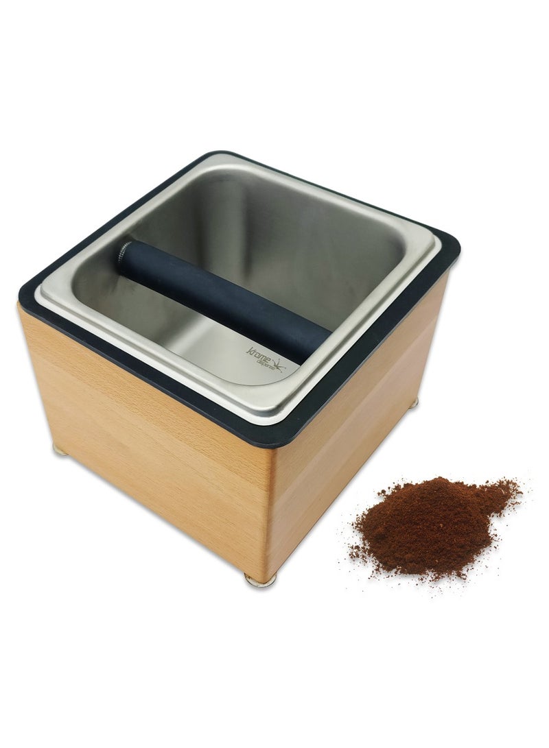 Krome Dispense Wooden Counter Top Knock Box with Removable Bar, Made In India  - Image 1