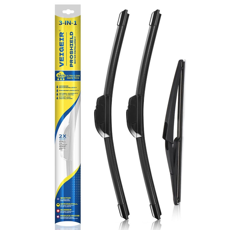 VEIGEIR 3 Pack Windshield Wiper Blades Compatible with Nissan Rogue 2014-2023 Pathfind 2013-2021 Original Factory Quality Front Rear Wipers Blade Set for My Car - 26" 17" 12" - Image 1