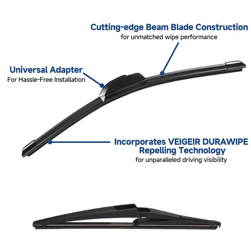 VEIGEIR 3 Pack Windshield Wiper Blades Compatible with Nissan Rogue 2014-2023 Pathfind 2013-2021 Original Factory Quality Front Rear Wipers Blade Set for My Car - 26" 17" 12" - Image 2