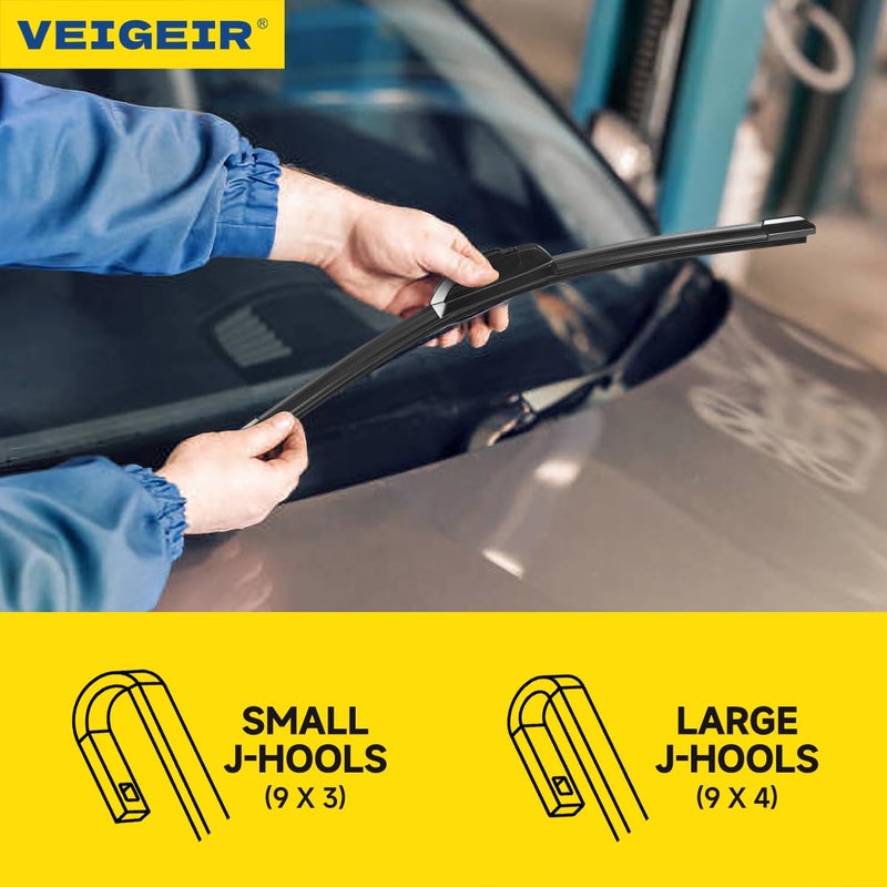VEIGEIR 3 Pack Windshield Wiper Blades Compatible with Nissan Rogue 2014-2023 Pathfind 2013-2021 Original Factory Quality Front Rear Wipers Blade Set for My Car - 26" 17" 12" - Image 5