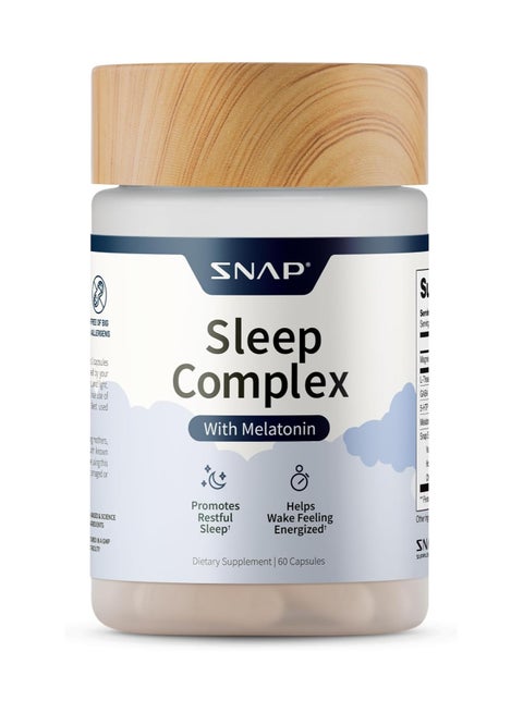Sleep Complex with Melatonin, Promotes Restful Sleep , Helps Wake Feeling Energized, Support Improved Sleep, Dietary Supplement - 60 Capsules