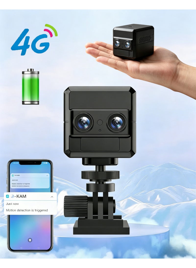4G Security battery camera 2.8-12mm LEN 6X Zoom Surveillance 3MP Pixels 4K resolution 4000MAH Dual-lens dual-view monitor home smart night vision baby camera PIR motion detection alarm push 4G sim card Two Way Talk cam max 256GB microSD card Support - Image 1