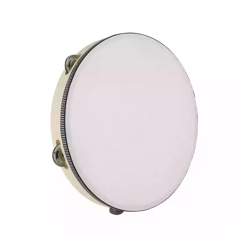 Hand Held Tambourine, Musical Instrument, Size 12 inch, Cream Color
