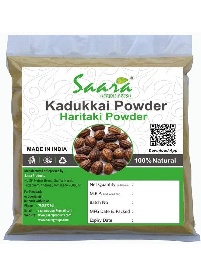 Saara HERBAL FRESH Kadukkai Powder, 401g, Haritaki, Harad, Terminalia Chebula, Karakkai, Black Myrobalans Powder,(pack of 4 x 101g) - Image 3