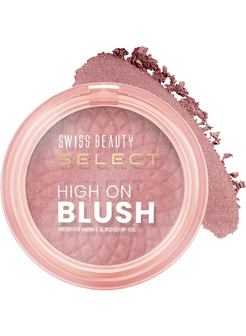 سويس بيوتي Swiss Beauty Select High on Blush with Natural Matte Finish | Long- Lasting & Non Transferrable stay | Enriched with Vitamin E & Rose oil | Shades- Soft Pink, 8gm |
