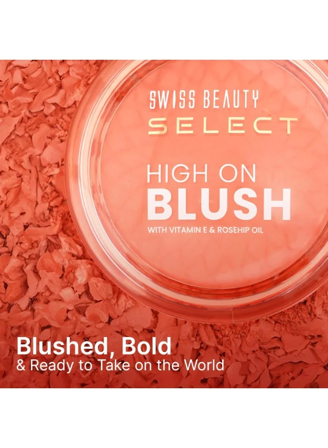 سويس بيوتي Swiss Beauty Select High on Blush with Natural Matte Finish | Long- Lasting & Non Transferrable stay | Enriched with Vitamin E & Rose oil | Shades- Soft Pink, 8gm |