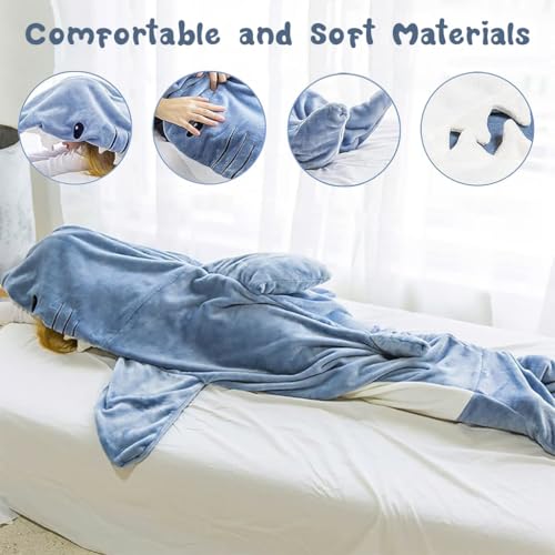 PALAY® Shark Blanket Pajamas for Women Men Adult Warm Fleece Blanket Soft Plush Wearable Blanket Hoodie Onesie Shark Sleeping Bag Party Halloween Costumes - (XXL, Suit for 180-200cm height, 68-85 kg) - Image 4