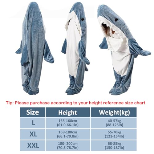 PALAY® Shark Blanket Pajamas for Women Men Adult Warm Fleece Blanket Soft Plush Wearable Blanket Hoodie Onesie Shark Sleeping Bag Party Halloween Costumes - (XXL, Suit for 180-200cm height, 68-85 kg) - Image 2