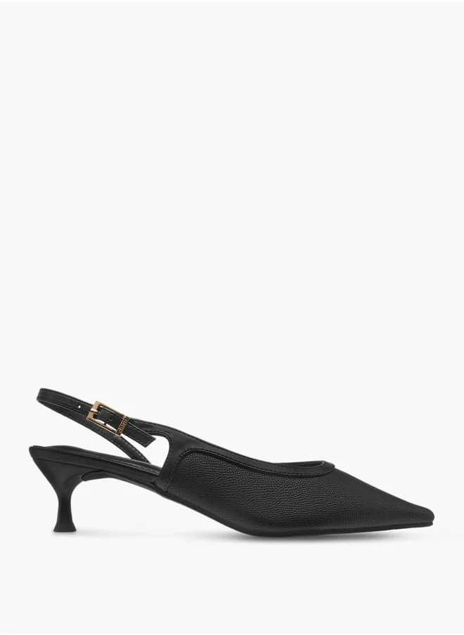 سيليست Women's Monogram Print Shoes with Buckle Closure and Kitten Heels