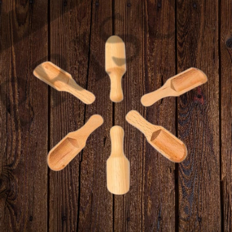 PRISO Multipurpose 6 pcs Wooden Scoop Use for Kitchen Cooking Accessories, Suitable for Salts, Candy, Tea, Coffee Beans Condiments and Spices, Bamboo Spoons - Wooden Color. - Image 4