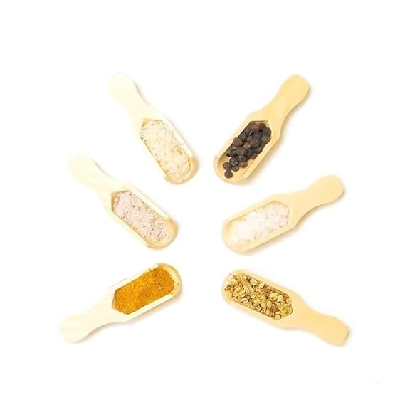 PRISO Multipurpose 6 pcs Wooden Scoop Use for Kitchen Cooking Accessories, Suitable for Salts, Candy, Tea, Coffee Beans Condiments and Spices, Bamboo Spoons - Wooden Color. - Image 3